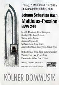 Plakat Kölner Dommusik